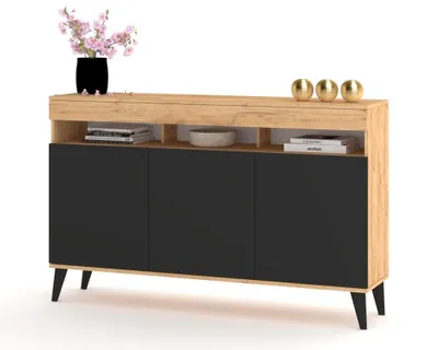 Produktbild von Große Kommode Fernsehschrank LUNA 3D Golden Craft Eiche/Schwarz 120cm