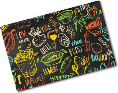 Produktbild von Tulup Glas Herdabdeckplatte - 80x52 cm - Glaskeramikkochfeld-Abdeckung Spritzschutz Glasabdeckplatte - Einteilig - Essen & Getränke - Thailändisches Essen - Mehrfarbig
