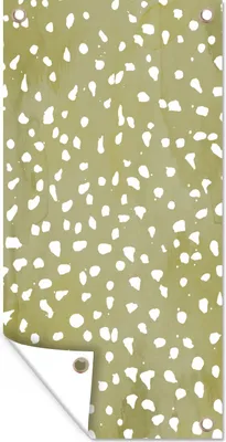 Produktbild von MuchoWow® 80x160 cm Outdoor-Poster Gartendeko Sichtschutz Garten Poster für den Garten  Polka dots - Weiß - Grün