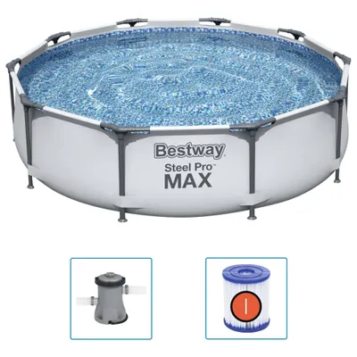 Immagine prodotto di Set piscina Bestway® Steel Pro MAX™ Frame con pompa filtro Ø 305 x 76 cm, grigio chiaro, rotondo