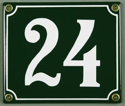 Produktbild von Hausnummernschild 24 grün 12x14 cm Schild Emaille Hausnummer Haus Nummer Zahl Ziffe