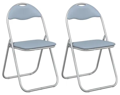 Produktbild von vidaXL Klappstuhl 2 pcs Grau 48 x 43,5 x 81 cm Kunstleder