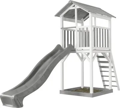 Zdjęcie produktu dla AXI Beach Tower Grey/white - Grey Slide, Domek dla dzieci na nóżkach, 3 lat(a), Ślizgawka, Szary, Biały