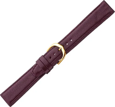 Produktbild von Uhrenarmband | Leder mit Kamelnarbung | bordeaux mit Naht | 33902, Stegbreite:18mm, Schließe:Gelbgolden