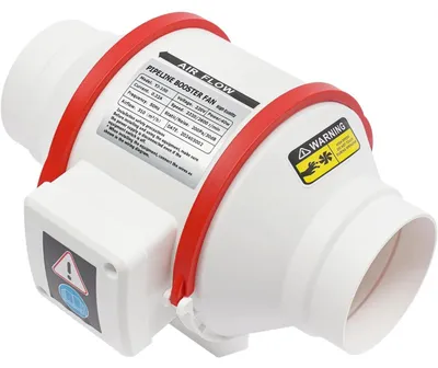 Image de Ventilateur tubulaire - Ventilateur d'extraction en ligne - 100 mm - 310 m³/h - 2 vitesses 2220/2600 tr/min - Réglable - 220 V - Blanc