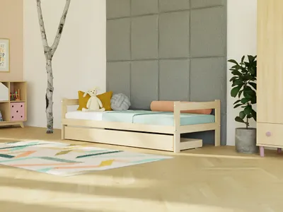 Produktbild von Holzeinzelbett SAFE 2-in-1 mit zwei Kopfteilen und Aufbewahrungsschublade 90x200 cm Weiß