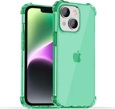 Immagine prodotto di Smartphonica iPhone 14 custodia in silicone antiurto trasparente con paraurti - Verde