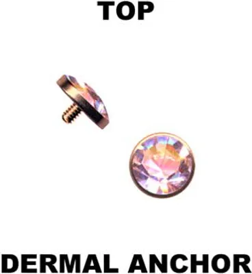 Produktbild von Dermal Anchor Aufsatz Hautanker Piercing roségold mit Aurora Borealis Zirkonia 4 mm