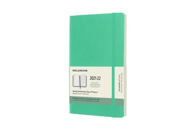 Image de Agenda hebdomadaire Moleskine, format A5, couverture rigide verte, pour 18 mois (2021/2022)