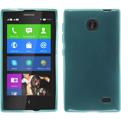 Produktbild von PhoneNatic Case kompatibel mit Nokia X / X+ - türkis Silikon Hülle transparent + 2 Schutzfolien