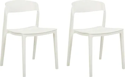 Produktbild von BELIANI Esszimmerstuhl 2er Set Weiß Kunststoff Stapelbar mit Loch in der Rückenlehne ohne Armlehnen ohne Polster Runde Lehne Modernes Design Stuhl