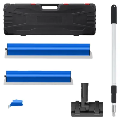 Productafbeelding van Set gladmakermessen voor gipsplaten, met roestvrijstalen messen, verstelbare telescoopsteel, blauw