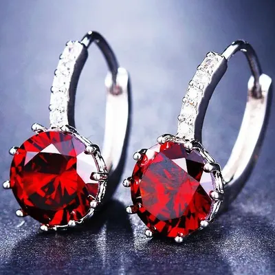 Image de Boucles d'oreilles PL-1163 Rouge en Zircon - Élégance et Confort KP39549