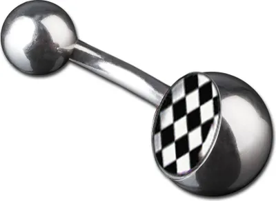 Produktbild von viva-adorno 1 Stück Bauchnabel Piercing Banane 316L Chirurgenstahl 20 verschiedene Motive Z380, S8 Karo schwarz weiß