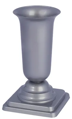 Produktbild von Grabvase Kunststoff - silber - H27 cm - Grabschmuck - Blumenvase fur Gedenkstatte/friedhof