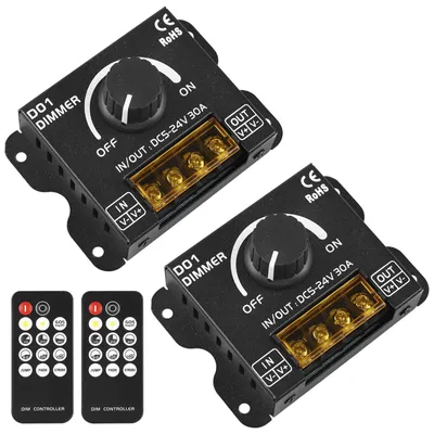 Productafbeelding van Set van 2 LED DC 12 V 24 V dimmers voor LED-strips, 30 A, LED PWM-dimmer met afstandsbediening