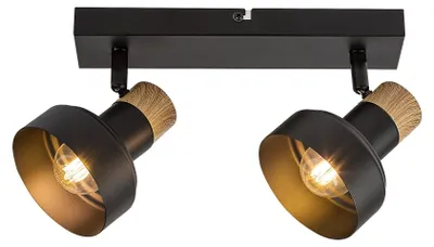 Image de Rabalux 73056 Spots lampes Saskia E14 2x MAX 15 métal métal/ bois noir
