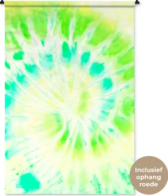 Produktbild von MuchoWow® Wandteppich Wandbehang Krawattenfärbung - Grün - Gelb 120x180 cm Tapisserie Dekoration Wandtuch - Schlafzimmer - Dekorationen für das Haus