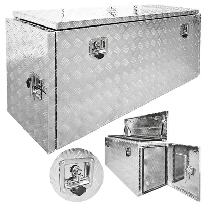 Produktbild von trucky Truckbox, Deichselbox Aluminium, Anhängerbox 15 Größen, Werkzeugkiste mit Schloss und Schlüssel, stabil und wasserdicht, Boxentyp:P402 (148 x 45 x 64 cm)