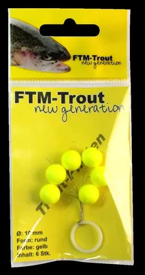 Produktbild von FTM Trout Piloten rund - 6 Pilotkugeln zum Forellenangeln, Farbe/Durchmesser/Inhalt:gelb / 10mm / 6 Stück