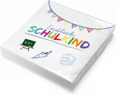 Produktbild von itenga 20x Serviette Schulanfang Endlich Schulkind weiß / farbig