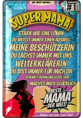 Produktbild von Blechschild Mama - Geburtstagsgeschenk für Mama - SUPERMAMA - Geschenk für Mama Schild - als Muttertagsgeschenk, Muttertag-Deko Beste Mama