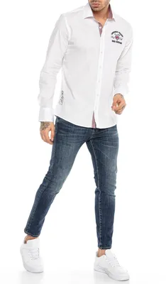 Produktbild von Red Bridge Herren Diamond RBJ-98 Design Modern Fit Langarm Hemd