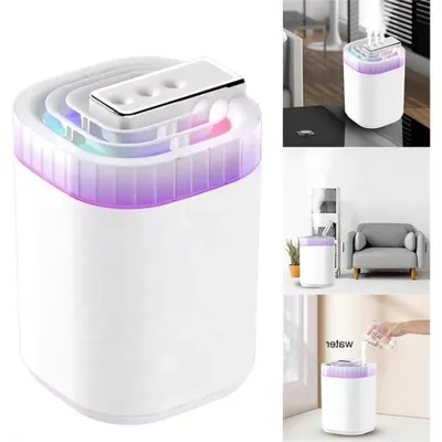 Obrázek produktu pro Zvlhčovač vzduchu, pokojový zvlhčovač, aroma difuzér, automatické vypnutí, nádržka na vodu o objemu 3 l, se 7 barevnými LED nočními světly, USB, do ložnice jóga bílá