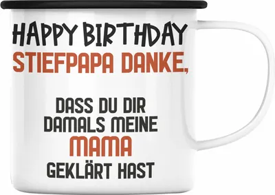 Produktbild von Trendation - Emaille Tasse Stiefvater Geschenk Geburtstag - Stiefpapa Geburtstagsgeschenk Emaille Tasse Spruch - Bester Stiefvater Geschenkideen (Schwarz)