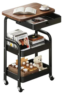 Image de Étagère de rangement, 3 niveaux, design métallique multifonctionnel, noire
