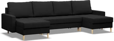 Produktbild von Ecksofa mit schlaffunktion und bettkasten, Sofa U-Form ELMA, Bonell, Schwarz