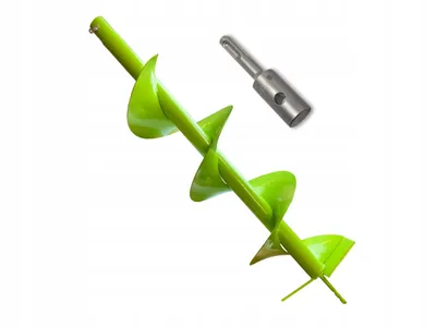 Imagen del producto de WERHE Barrena para tierra 200 mm D de espiral simple + adaptador SDS Plus – juego para plantar y trabajos de jardinería