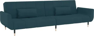 Produktbild von Schlafsofa 2-Sitzer mit 2 Kissen Blau Samt