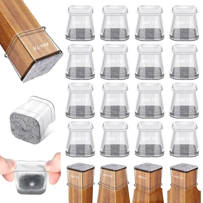24 Stück Stuhlbein-Bodenschutz, quadratisch, transparent, Gummi