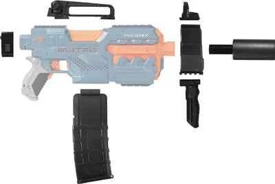 Obrázek produktu pro Blasterparts sestava SMG-Kit 2 s černým tlumičem pro Nerf Stryfe nebo Phoenix