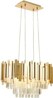 Zdjęcie produktu dla ACA Lighting lampa wisząca 4XE14 kryształ + złoty metal 50X30XH100CM EMPIRE EG6174P50CG