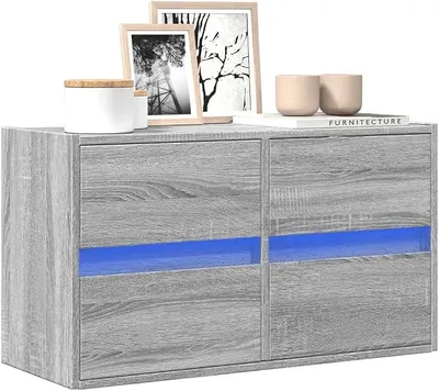 Produktbild von TV-Wandschrank mit LED-Beleuchtung TV Schrank Sideboard TV Fernsehschrank Wohnwand Grau Sonoma 80x31x45 cm - 852290