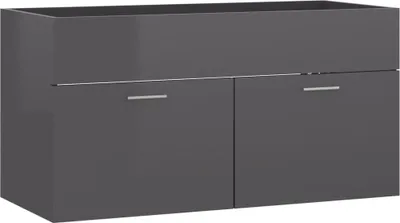 Produktbild von vidaXL Waschbeckenunterschrank Hochglanz-Grau 90x38,5x46cm