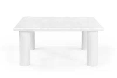 Produktbild von Marmoholz - Sutri Couchtisch quadratisch 80×80 cm x H 35 cm – weißer Massivholz-Tisch im skandinavischen Japandi-Design, moderner Wohnzimmertisch