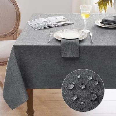 Produktbild von Wasserabweisendes Tischdecken aus Baumwoll-Look, rechteckig, 240 x 140 cm, für Wohnzimmer, Camping, Garten, Hochzeiten und Geburtstage