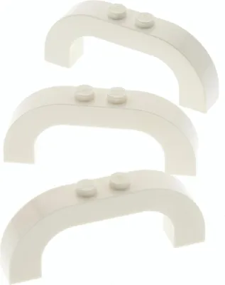 Produktbild von 3x Lego Bogenstein 1x6x2 weiß oben gebogen Bögen Brücke 4250208 24434 6183
