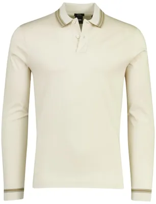 Produktbild von Poloshirt Boss Black H-pleins Slim Fit langärmelig beige mit 2 Knöpfen