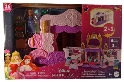 Produktbild von Disney Princess Disney Prinzessin Verwandlungs-Spielset Kutsche zu Schloss mit kleiner Aurora-Puppe, 4 Figuren und 3 Ebenen, 3 Jahr(e), 288,9 mm, 850 g, Mehrfarbig