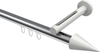 Produktbild von Interdeco Innenlaufstange / Gardinenstange mit Innenlauf Chrom / Weiß, Typ Siteno Savio (Kegel), 20 mm Ø 1-läufig, 400 cm