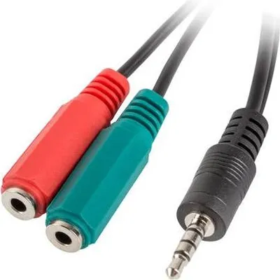 Zdjęcie produktu dla Lanberg AD-0023-BK, 3.5mm, Męska, 2 x 3.5mm, Żeńska, 0,2 m, Czarny