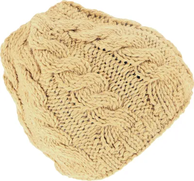 Produktbild von Handgestrickte Wollmütze mit Zopfmuster, Strickmütze aus Schurwollle, Wintermütze - Sandgelb, Uni, Wolle, Hüte, Mützen