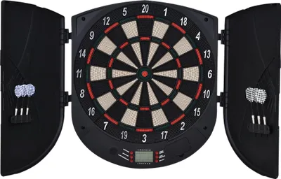 Produktbild von Elektronische Dartscheibe, Dartboard, Sprachansagen, LED-Anzeigen, 6 Darts, 26 Spiele, 185 Varianten, Dartautomat, bis 8 Spieler