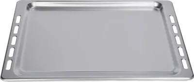 A close-up view of a silver baking tray.