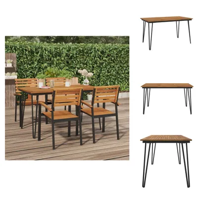 Immagine prodotto di vidaXL Tavolo da giardino con gambe a forcina 140×80×75 cm in legno massiccio di acacia - Tavoli da giardino