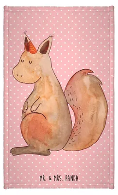 Produktbild von Mr. & Mrs. Panda Handtuch Einhorn Glauben - Rot Pastell - Geschenk, Klein, Eichhörnchen, frottier gästehandtuch, gäste wc, Eichhorn, Unicorn, Frotteehandtuch, Einhörnchen